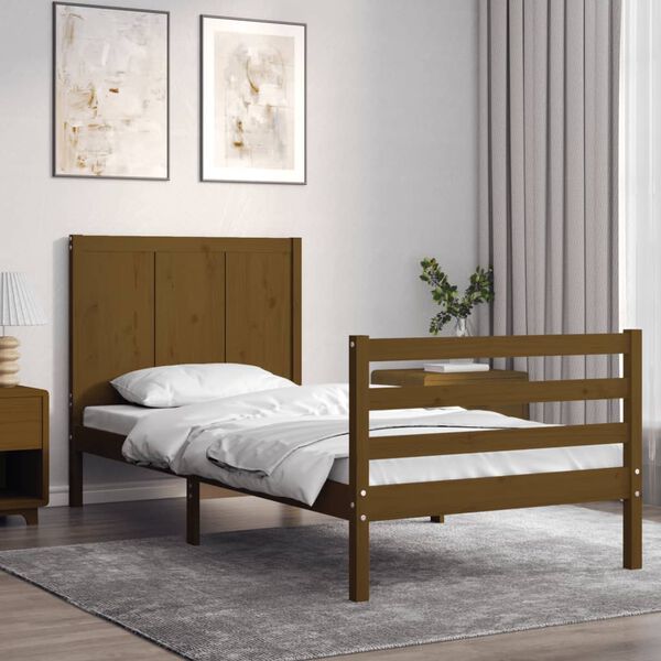 vidaXL Bed Frame without Mattress Honey Brown Single Solid Wood