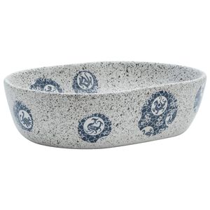 vidaXL Countertop Basin Grey and Blue Oval 47x33x13 cm Ceramic