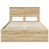 vidaXL Bed Frame with Drawer Sonoma Oak 135 x 190 cm Engineer Wood