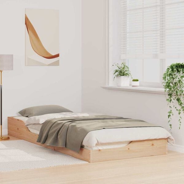 vidaXL Bed Frame Brown 100 x 220 cm Solid Pine Wood