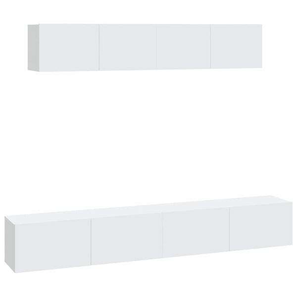 vidaXL 4 Piece TV Cabinet Set White Engineered Wood