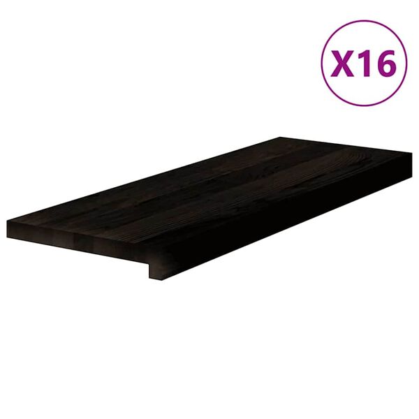 vidaXL Stair Treads 16 pcs Dark Brown 70x30x2 cm Solid Wood Oak