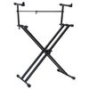 vidaXL Double Braced Keyboard Stand X-Frame Black