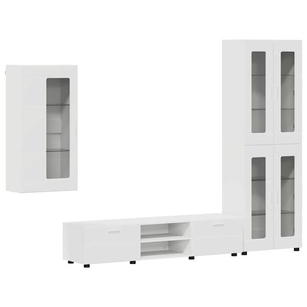 vidaXL TV Cabinet Set with Drawer with Shelf White Engineered Wood