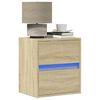 vidaXL Wall-mounted Bedside Cabinet with LED Lights Sonoma Oak