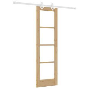 vidaXL Sliding Door Natural 61 x 198.5 cm Solid Pine Wood and Glass