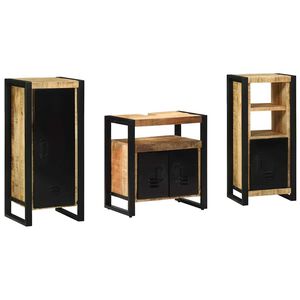 vidaXL Bathroom Furniture Set 3 pcs Brown and Black Solid Mango Wood