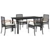 vidaXL 5 Piece Garden Dining Set with Cushions Black Poly Rattan