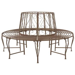 vidaXL Tree Bench 8-Seater &Oslash; 160 x 89 cm Steel Antique Brown Round