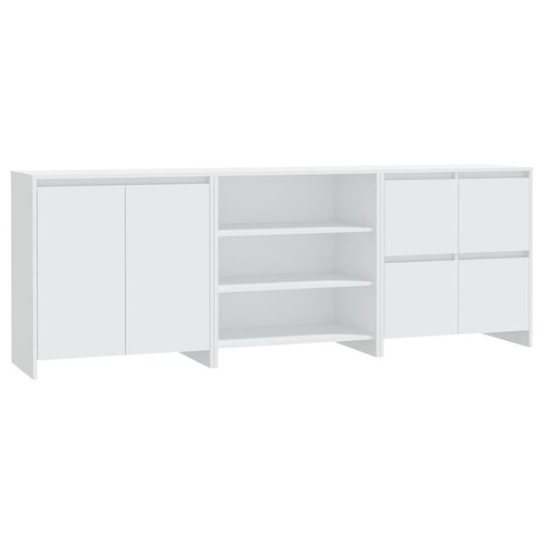 vidaXL 3 Piece Sideboard White Engineered Wood