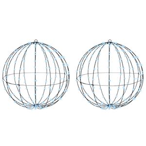 vidaXL Ball with 384 LEDs 2 pcs Cold white 60 cm Metal