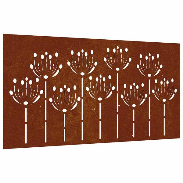 vidaXL Garden Wall Decoration 105x55 cm Corten Steel Flower Design