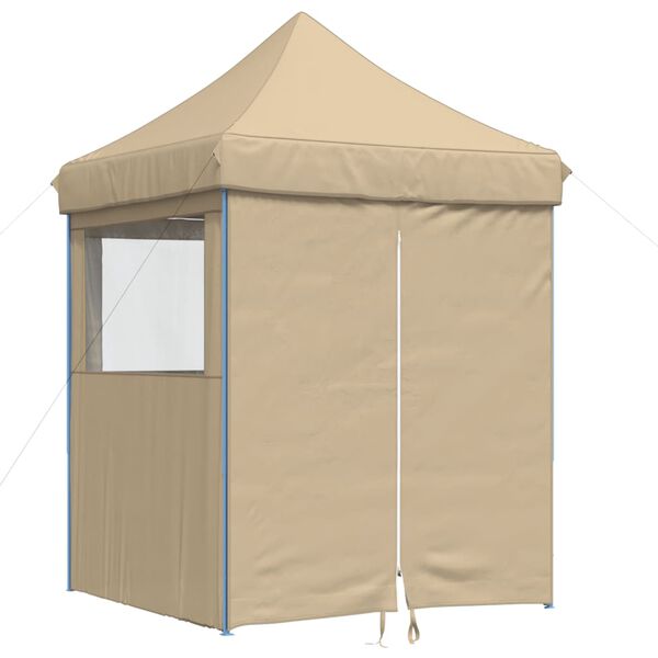vidaXL Foldable Party Tent Pop-Up with 4 Sidewalls Beige