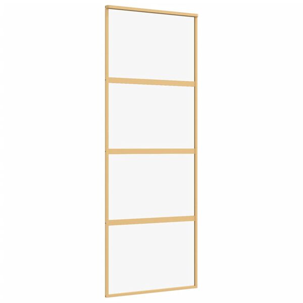 vidaXL Sliding Door Gold 76x205 cm Clear ESG Glass and Aluminium
