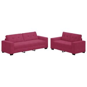 vidaXL Sofa 2 pcs Wine Red 221 x 80 x 80 cm Fabric