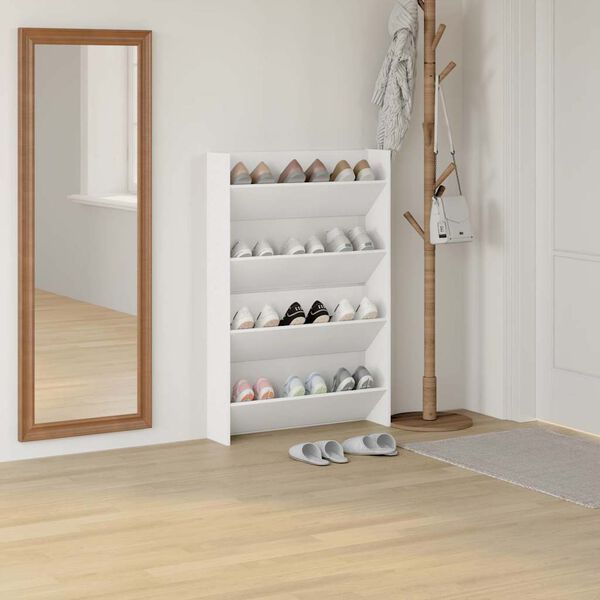 vidaXL Wall Shoe Cabinet 2 pcs White 80x18x60 cm Engineered Wood