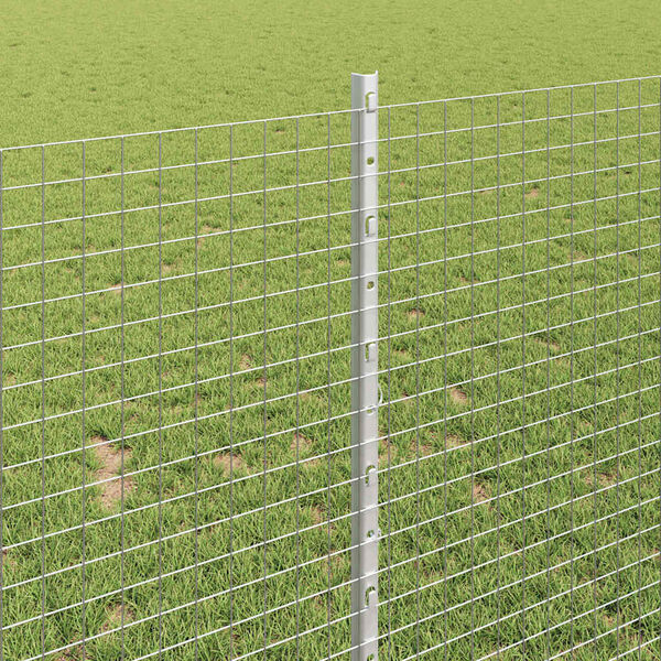 vidaXL Fence with Post Silver 1 x 10 m Steel