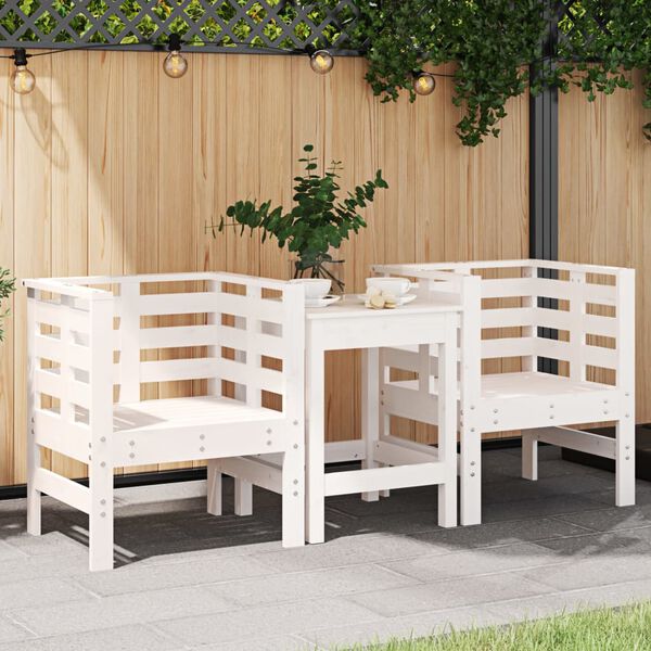 vidaXL Garden Chairs 2 pcs White 61.5x53x71 cm Solid Wood Pine