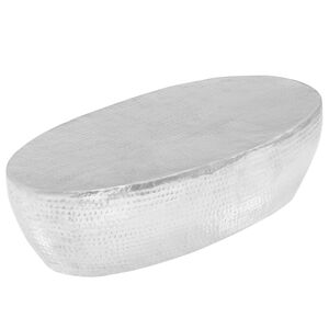 vidaXL Coffee Table | Hammered Silver | Polished Aluminium | 100 x 50 x 28 cm