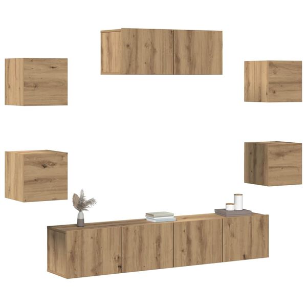 vidaXL 7 Piece TV Cabinet Set Wall-mounted Artisan Oak