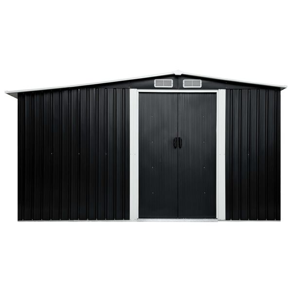 vidaXL Garden Shed with Sliding Doors Anthracite 329.5x259x178 cm Steel