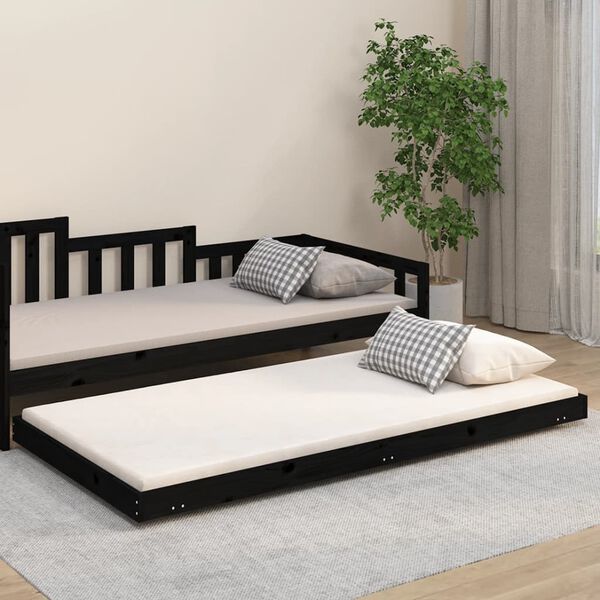 vidaXL Bed Frame without Mattress Black 80x200 cm Solid Wood Pine