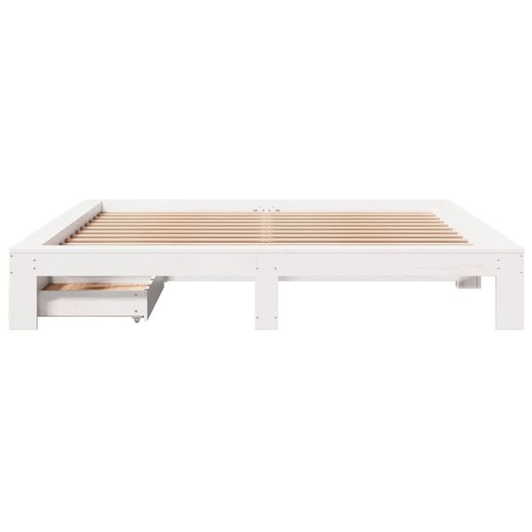 vidaXL Bed Frame without Mattress White 200x200 cm Solid Wood Pine
