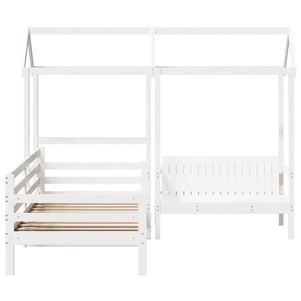 vidaXL Day Bed and Bench Set with Roof without Mattress White 80x200 cm