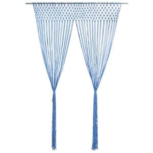 vidaXL Macrame Curtain Blue 140x240 cm Cotton