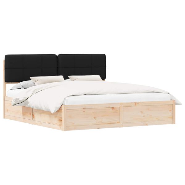 vidaXL Bed Frame with Upholstered Headboard Black 200 x 200 cm