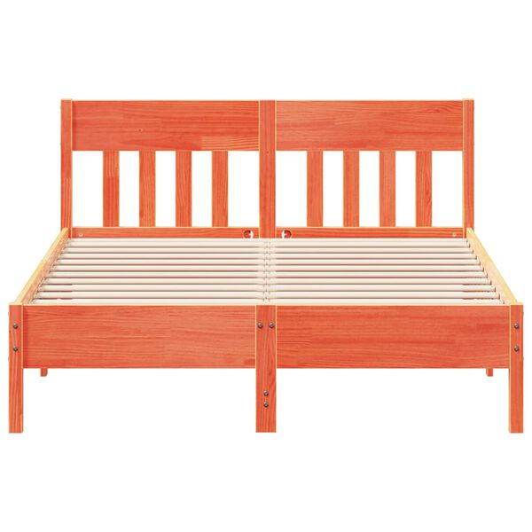 vidaXL Bed Frame without Mattress Wax Brown 120x190 cm Small Double Solid Wood Pine