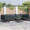vidaXL Garden Sofa Set with Cushion 8 pcs Black Aluminium