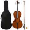 vidaXL Cello Full Set with Bag and Natural Hair Bow Dark Wood 4/4