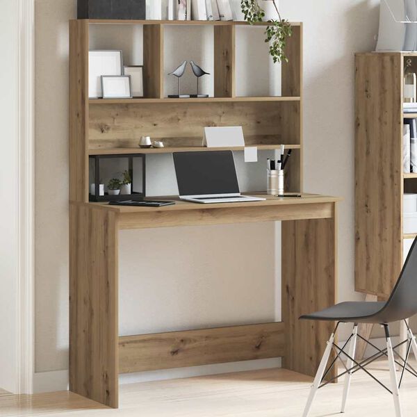 vidaXL Desk with Shelves Artisan Oak 102x45x148 cm Engineered Wood