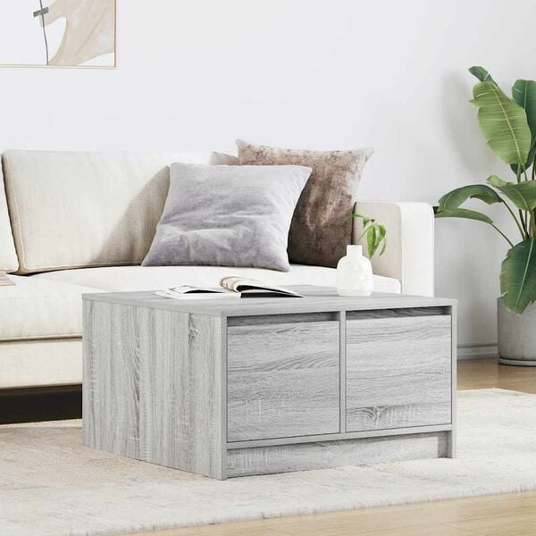 vidaXL Coffee Table with Drawers Grey Sonoma 70.5x70x40 cm