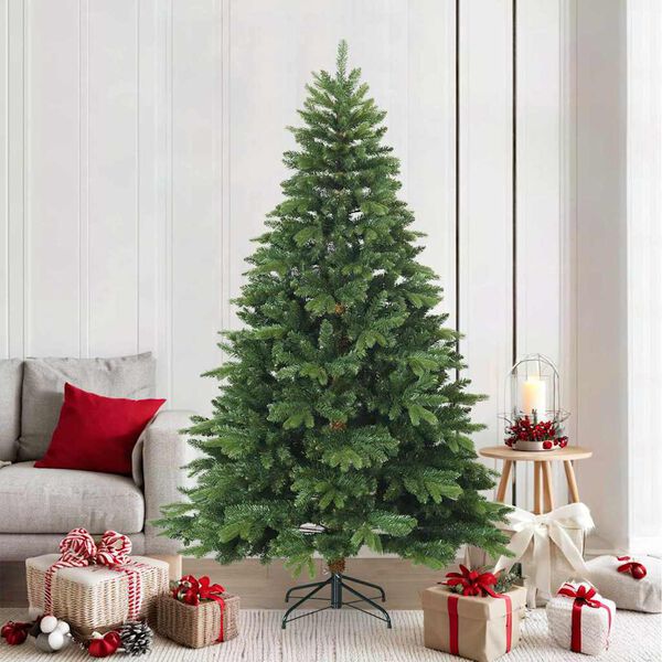 vidaXL Artificial Hinged Christmas Tree Green 210 cm PVC, PE and steel