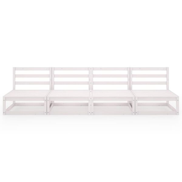 vidaXL Garden 4-Seater Sofa White Solid Pinewood
