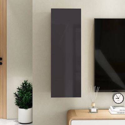 vidaXL TV Cabinet High Gloss Grey 30.5x30x90 cm Engineered Wood