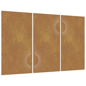 vidaXL Garden Wall Decorations 3 pcs 105x55 cm Corten Steel Sun Design