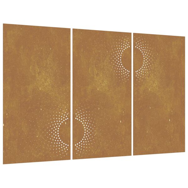 vidaXL Garden Wall Decorations 3 pcs 105x55 cm Corten Steel Sun Design