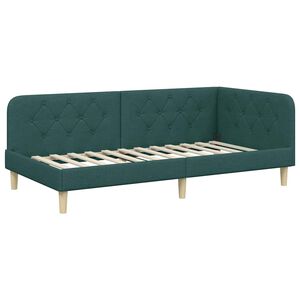 vidaXL Corner Bed Frame with Headboard Dark Green 100 x 200 cm Fabric