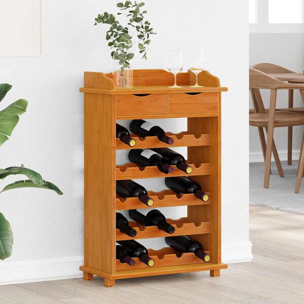 vidaXL Wine Rack Brown 58 x 28 x 90 cm Solid Pine Wood
