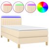 vidaXL Box Spring Bed with Mattress&LED Cream 100x200cm Fabric