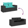 vidaXL 6 Piece Garden Sofa Set with Cushions Black Poly Rattan Acacia