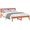 vidaXL Bed Frame with Headboard Wax Brown 135 x 190 cm Solid Pine Wood