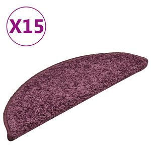vidaXL Stair Mats 15 pcs 56x17x3 cm Dark Purple Half Round