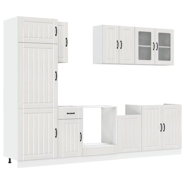 vidaXL 8 Piece Kitchen Cabinet Set Lucca High Gloss White Engineered Wood