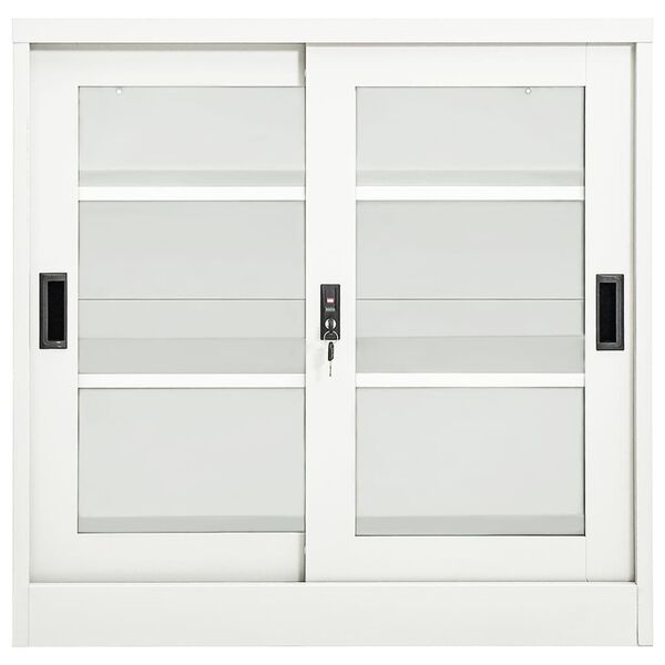 vidaXL Sliding Door Cabinet White 90x40x90 cm Steel