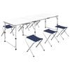 Foldable Camping Table Set with 6 Stools Height Adjustable 180x60cm