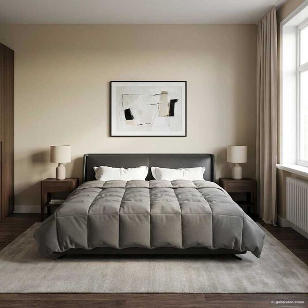 vidaXL Full Year Duvet Quilted Light Grey 200 x 200 cm Microfiber